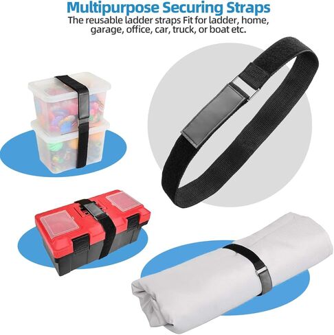 6 Pcs Reusable Ladder Straps, Ladder Rack Tie Down Straps with Nylon Hook & Loop, Adjustable Ladder Strap for Trucks, Van, SUV, RV, Home, Garage, Passenger Car or Boat (33'' x 2'') in Kuwait