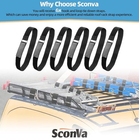 6 Pcs Reusable Ladder Straps, Ladder Rack Tie Down Straps with Nylon Hook & Loop, Adjustable Ladder Strap for Trucks, Van, SUV, RV, Home, Garage, Passenger Car or Boat (33'' x 2'') in Kuwait