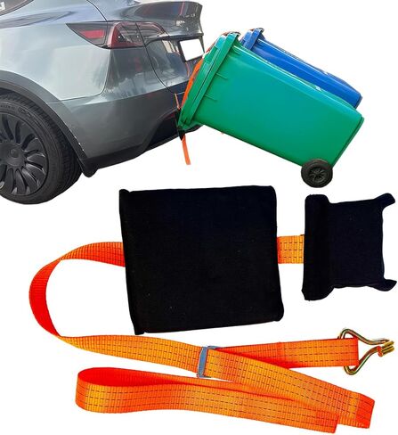 【No-Hitch】 Trash Can Hauler Strap – Heavy-Duty Polyester Trash Can Hauler for 20–96 Gallon Bins, Fits SUV/Truck/Sedan/Minivan, No Hitch Needed, Garbage Can Hauling Towing Straps in Kuwait