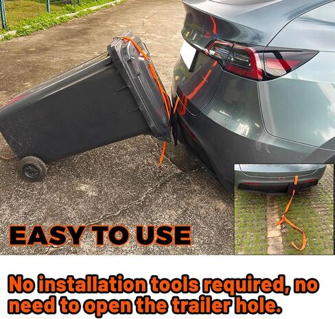 【No-Hitch】 Trash Can Hauler Strap – Heavy-Duty Polyester Trash Can Hauler for 20–96 Gallon Bins, Fits SUV/Truck/Sedan/Minivan, No Hitch Needed, Garbage Can Hauling Towing Straps in Kuwait