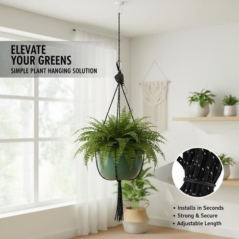 4 Pack Adjustable Rope Ratchet Pulley with Carabiners, Heavy Duty Tie Down Straps for Secure Camping, Kayak, Tents and Tarps (1/4" Rope Diameter, 16’ Length, Black)​ in Kuwait