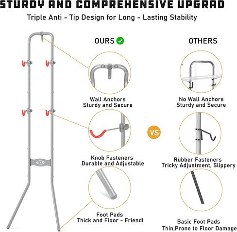 CXWXC 2 Bike Storage Rack (Max. 120LBS) - Gravity Wall Bike Rack - Fully Adjustable Bike Rack Garage,Home or Apartments - Vertical Bike Stand for Road, Mountain, and Hybrid Bicycles in Saudi Arabia