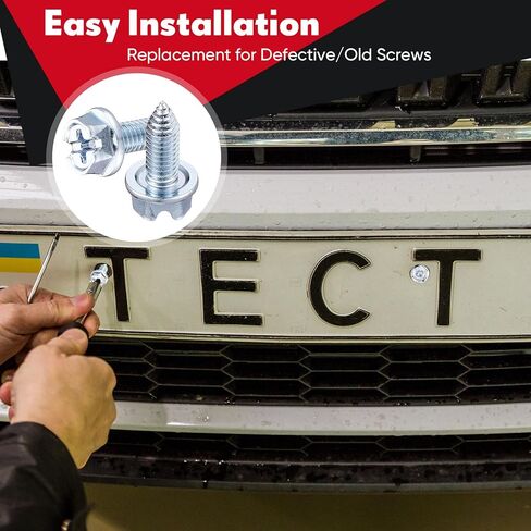 Tandefio 100 Pieces License Plate Screws 6mm x 16mm Slotted Hex Head License Plate Bolts License Plate Mounting Screws for License Plate Car Dealers in Kuwait