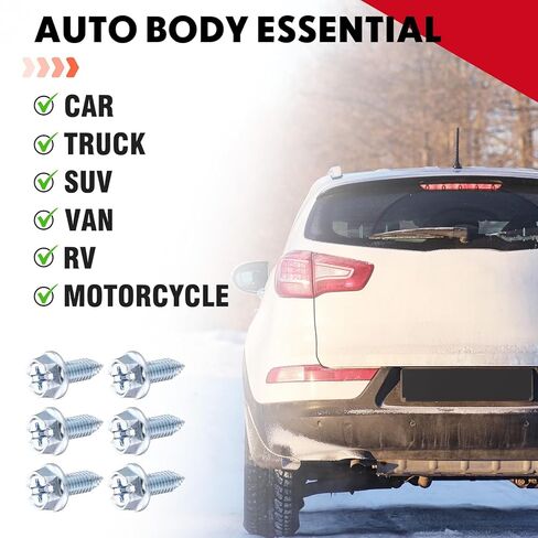 Tandefio 100 Pieces License Plate Screws 6mm x 16mm Slotted Hex Head License Plate Bolts License Plate Mounting Screws for License Plate Car Dealers in Kuwait