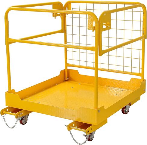 Forklift Safety cage 36x36 inches Forklift Work Platform 1150lbs Capacity with 4 Universal Wheels Aerial Platform Collapsible Lift Basket Aerial Rails for Lifting Loader in Kuwait