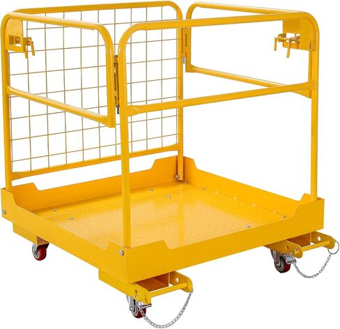 Forklift Safety cage 36x36 inches Forklift Work Platform 1150lbs Capacity with 4 Universal Wheels Aerial Platform Collapsible Lift Basket Aerial Rails for Lifting Loader in Kuwait