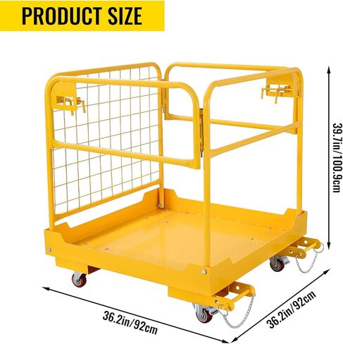 Forklift Safety cage 36x36 inches Forklift Work Platform 1150lbs Capacity with 4 Universal Wheels Aerial Platform Collapsible Lift Basket Aerial Rails for Lifting Loader in Kuwait