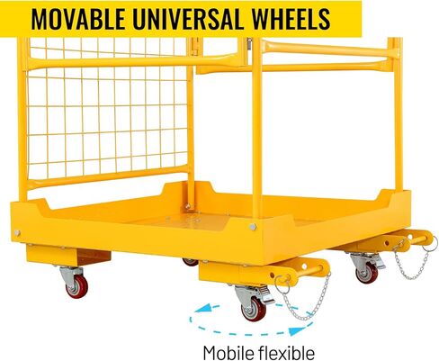 Forklift Safety cage 36x36 inches Forklift Work Platform 1150lbs Capacity with 4 Universal Wheels Aerial Platform Collapsible Lift Basket Aerial Rails for Lifting Loader in Kuwait