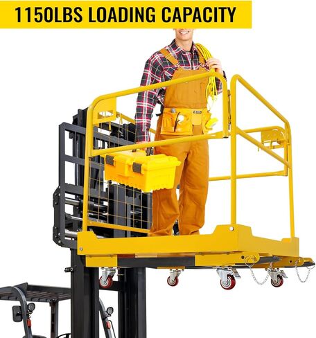 Forklift Safety cage 36x36 inches Forklift Work Platform 1150lbs Capacity with 4 Universal Wheels Aerial Platform Collapsible Lift Basket Aerial Rails for Lifting Loader in Kuwait