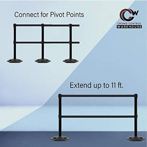 سلسلة CCW WBB-200D - مجموعة من 2 حاجز أمان مزدوج الحزام قابل للسحب، قاعدة مطاطية شديدة التحمل باللون الأصفر (حزام 11 قدم، أصفر مع حزام بأحرف سوداء "Danger - Forklift Trucks") in Saudi Arabia