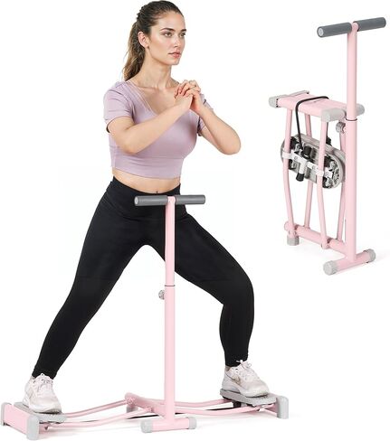 معدات تمرين، آلة تزلج، مدرب تزلج محاكاة، آلة تمرين تزلج مع 4 مستويات قابلة للتعديل، دواسة مضادة للانزلاق، مسند للذراع، سعة وزن 550 رطل لتمارين عضلات الساق الممتعة (وردي) in Kuwait