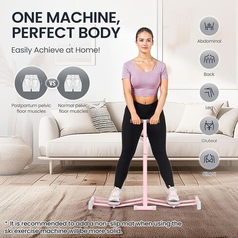 معدات تمرين، آلة تزلج، مدرب تزلج محاكاة، آلة تمرين تزلج مع 4 مستويات قابلة للتعديل، دواسة مضادة للانزلاق، مسند للذراع، سعة وزن 550 رطل لتمارين عضلات الساق الممتعة (وردي) in Kuwait