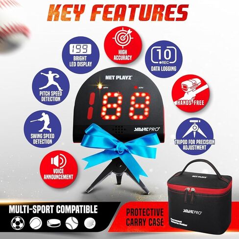 NET Playz Multi-Sports Personal Speed Radar Detector Gun, Measurement Baseball Pitching, Bat Swinging and Soccer Shooting Speed in Saudi Arabia
