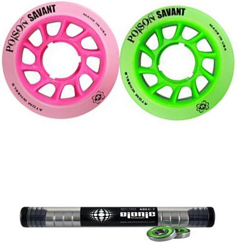 Atom Poison Savant Wheels with Bionic Bearings 8mm Full Set of 8 - Pink in Kuwait
