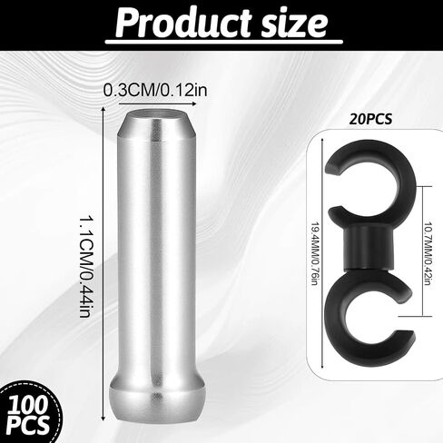 100PCS Bike Cable End Caps and 20PCS Bikes Cable Clasps, Alloy Bicycle Cables Ends, Derailleur Cables End Cap, Rotatable S-Hook Clips, Suitable for Mountain Bike and Road Bikes Brake Cableends in Saudi Arabia