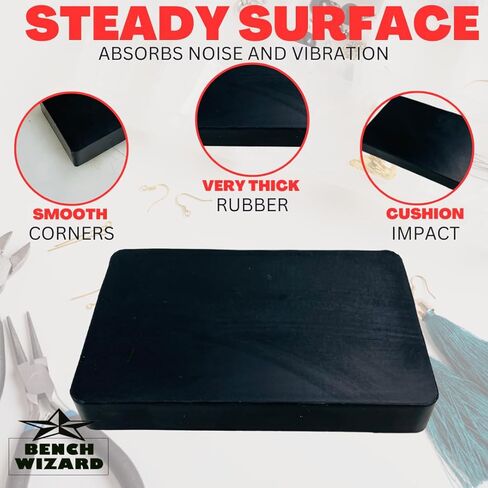 BENCH WIZARD 6 x 4" Rubber Block Work Surface | Absorbs Noise and Vibration || Great for Jewelry Making, Hobbyists, Craftsmen in Kuwait