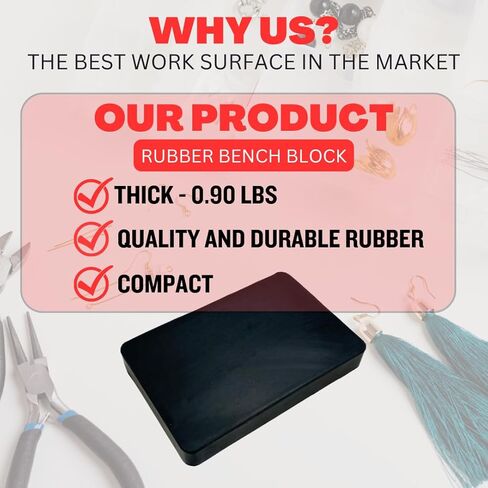 BENCH WIZARD 6 x 4" Rubber Block Work Surface | Absorbs Noise and Vibration || Great for Jewelry Making, Hobbyists, Craftsmen in Kuwait