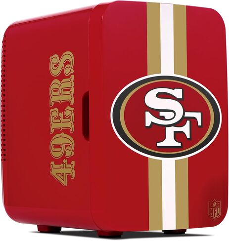 Ukonic NFL San Francisco 49ers 15-Can Mini Fridge 10L - AC/DC مدعوم، ألوان الفريق الرسمية وشعار، مبرد محمول للبوابات الخلفية، المنزل، المكتب، أو السيارة in Kuwait