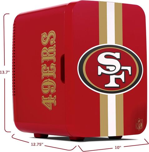 Ukonic NFL San Francisco 49ers 15-Can Mini Fridge 10L - AC/DC مدعوم، ألوان الفريق الرسمية وشعار، مبرد محمول للبوابات الخلفية، المنزل، المكتب، أو السيارة in Kuwait