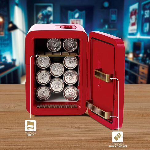 Ukonic NFL San Francisco 49ers 15-Can Mini Fridge 10L - AC/DC مدعوم، ألوان الفريق الرسمية وشعار، مبرد محمول للبوابات الخلفية، المنزل، المكتب، أو السيارة in Kuwait