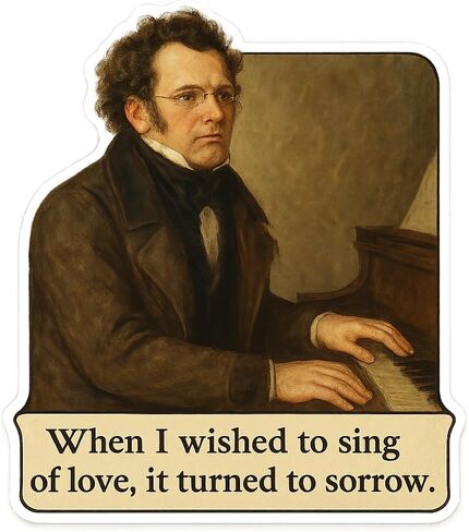Franz Schubert at Piano 19th-Century Realism Sticker (2.75" x 3") in Saudi Arabia
