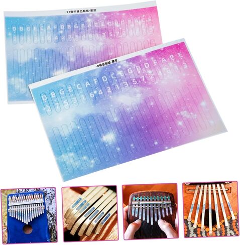 ERINGOGO 2Pcs Kalimba Stickers for Beginners Note Decals for Thumb Piano Practical Lightweight Fretboard Stickers Easy to Read Musical Scale Printing for Key in Saudi Arabia