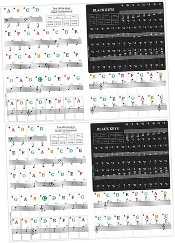 BESPORTBLE Piano Keyboard Stickers for 49/54/61/88 Keys 2 Sets of Adhesive Decals Musical Notes for Beginners Easy to Apply Piano Key Labels for Electronic Organ in Kuwait