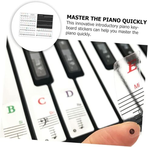 BESPORTBLE Piano Keyboard Stickers for 49/54/61/88 Keys 2 Sets of Adhesive Decals Musical Notes for Beginners Easy to Apply Piano Key Labels for Electronic Organ in Kuwait