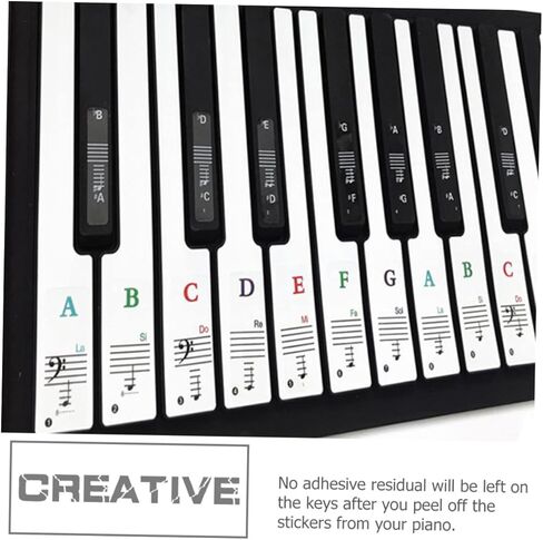 BESPORTBLE Piano Keyboard Stickers for 49/54/61/88 Keys 2 Sets of Adhesive Decals Musical Notes for Beginners Easy to Apply Piano Key Labels for Electronic Organ in Kuwait