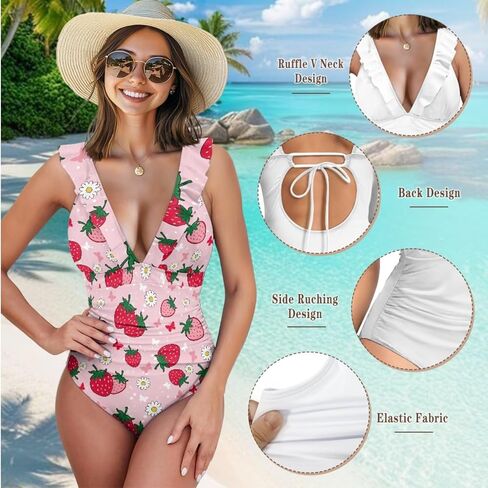 Womens One Piece Swimsuit with Cover Up Sarong Wrap Skirt Tummy Control Bikini Set Ruffled Bathing Suit Plus Size in Saudi Arabia