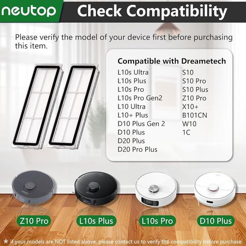 Neutop Replacement Filters Compatible with Dreametech L10s Ultra, L10s Plus, L10s Pro, D10 Plus Gen 2, D10 Plus, D20 Plus, D20 Pro Plus, Z10 Pro, S10, B101CN, 1C, W10, Robot Vacuums, 8-pack. in Kuwait