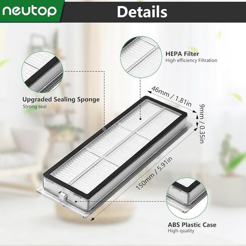 Neutop Replacement Filters Compatible with Dreametech L10s Ultra, L10s Plus, L10s Pro, D10 Plus Gen 2, D10 Plus, D20 Plus, D20 Pro Plus, Z10 Pro, S10, B101CN, 1C, W10, Robot Vacuums, 8-pack. in Kuwait