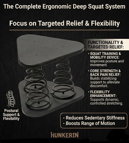 Squat Training & Mobility Device for Posture Core Strength Back Pain Relief & Flexibility | Ergonomic Deep Squat Stool (Chair) for Athletes or Office | Compact & Portable | Natural in Kuwait