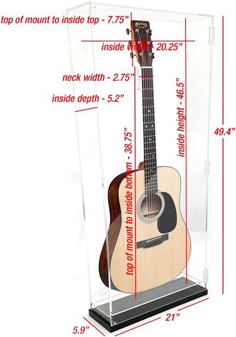 OnDisplay Deluxe Acrylic Wall Mounted/Tabletop UV-Protected Acoustic Guitar Display Case w/Lights in Saudi Arabia