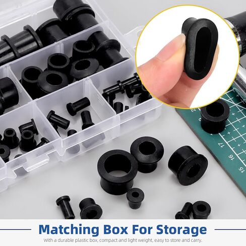 Glarks 72pcs 9 Sizes Rubber Grommets Set Black T-type Hole Grommet Small Top Hat Grommets Waterproof Automotive Firewall Wire Cable Hole Plugs for Desk, Water Pipe, Tubing, Hydroponic, Irrigation in Saudi Arabia
