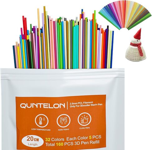 عبوات خيوط PCL ثلاثية الأبعاد مطورة بطول 20 سم، إعادة تحميل أقل، 32 لونًا 160 قطعة، آمنة لدرجة الحرارة المنخفضة، متوافقة فقط مع قلم 3Doodler Start + قلم ثلاثي الأبعاد للرسم والمشروعات الفنية التي تصنعها بنفسك in Kuwait