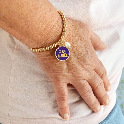 LSU Tigers Diana Gold and Pearl Stretch Bead Bracelet Jewelry in Saudi Arabia