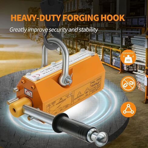 Magnetic Lifter, 3300 Lbs Lifting Capacity Permanent Lifting Magnet with Release Steel Magnetic Lifter Magnet for Hoist, for Shop Crane Lifting Plate Steel Board in Kuwait