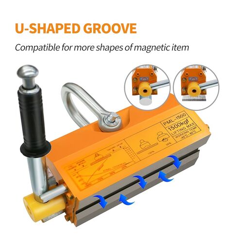 Magnetic Lifter, 3300 Lbs Lifting Capacity Permanent Lifting Magnet with Release Steel Magnetic Lifter Magnet for Hoist, for Shop Crane Lifting Plate Steel Board in Kuwait