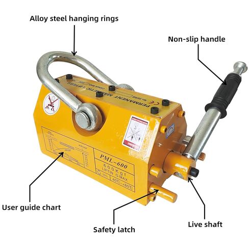 رافع مغناطيسي، مغناطيس رفع دائم عالي التحمل - سعة سحب 1320 رطل/600 كجم - للرافعة، والكتل، ورافعة المتجر، والاستخدام الصناعي الثقيل in Kuwait