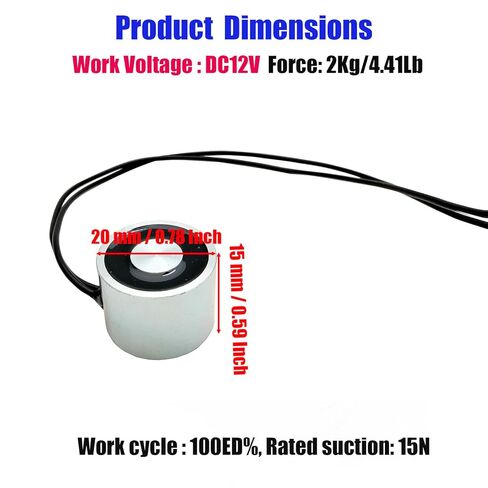DC12V 2 كجم/4.41Lb مغناطيس الرفع الكهربائي المستدير الكهرومغناطيسي الملف اللولبي رفع عقد دائري شفط كأس المغناطيس الملف اللولبي 2015 in Kuwait