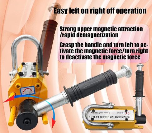 Magnetic Lifter, 220lbs/100kg Pulling Capacity, Neodymium & Steel, Permanent Lift Magnets with Release, Plate Magnets for Lifting Steel Sheets, Blocks, Rod in Saudi Arabia