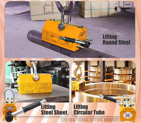 Magnetic Lifter, 220lbs/100kg Pulling Capacity, Neodymium & Steel, Permanent Lift Magnets with Release, Plate Magnets for Lifting Steel Sheets, Blocks, Rod in Saudi Arabia
