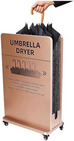 Commercial Wet Umbrella Dryer with Water Tray & 4 Locking Casters – Efficient Rainwater Remover, Drip Catcher Umbrella Rack for Malls & Businesses in Saudi Arabia