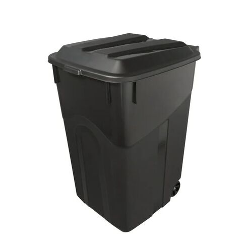 45 Gallon Wheeled Garbage Can, Attached Lid, Black in Saudi Arabia