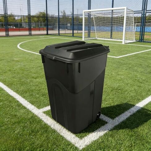 45 Gallon Wheeled Garbage Can, Attached Lid, Black in Saudi Arabia
