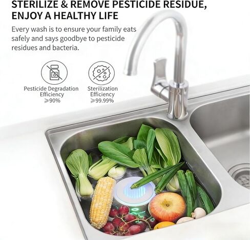 PuriProduce: غسالة الفواكه والخضروات، جهاز تنقية الفواكه والخضروات القابل للدوران، منتجات طازجة نظيفة في الماء (أبيض) in Kuwait
