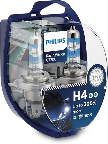 Philips RacingVision GT200 H4 car headlight bulb +200%, set of 2 White in Kuwait