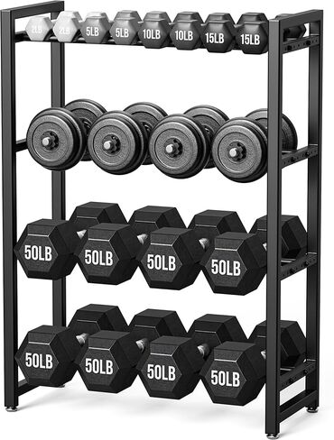 النشور القابل للتعديل 3 مستويات الدمبل رف-تخزين الوزن المعدني الثقيلة من أجل الدمبلز ، kettlebells ، وأكثر من ذلك-منظم الصالة الرياضية المنزلية في الفضاء-سعة 360 رطل (غير متضمنة) in Kuwait