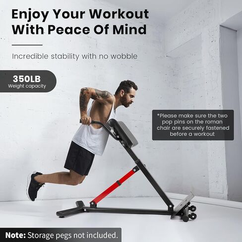 LIONSCOOL Heavy-Duty Adjustable Roman Chair - Back Extension Bench with Multiple Adjustment Functions- Hyperextension Bench Perfect for Home Gym (Black, 45°-180° Bench) in Kuwait